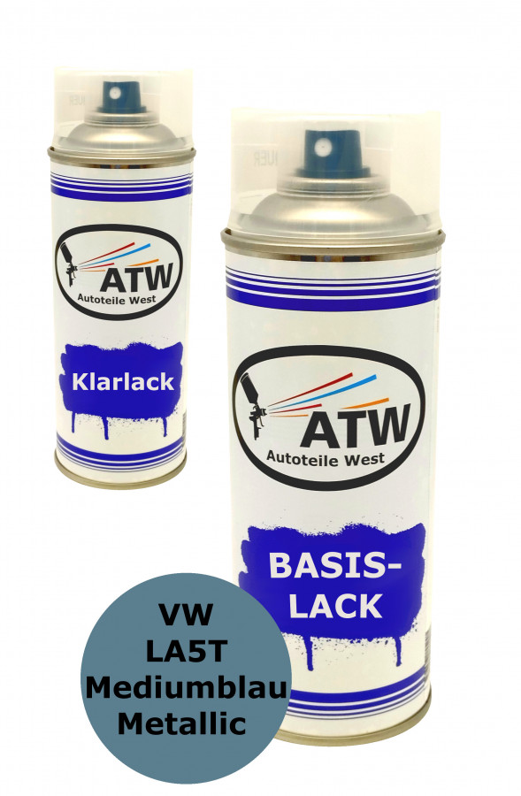Autolack für VW LA5T Mediumblau Metallic+400ml Klarlack Set